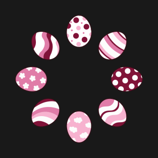 Eggs | Pink | Stripes | Dots | Clouds | Black T-Shirt