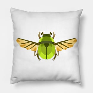 Light Open Simple Green Beetle Stamp Pillow