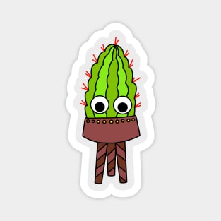 Cute Cactus Design #228: Curvy Cactus In Planter Magnet