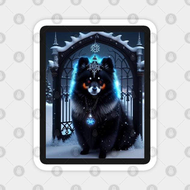 Magical black Pomeranian Magnet by Enchanted Reverie