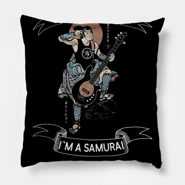 I am not retired I`m a Samurai Bassist - Funny Samurai Champloo T-shirt Pillow by kikuchu