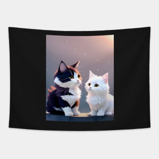 Adorable Cat Illustration- Modern Digital Art Tapestry