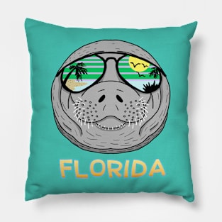 Florida Cool Sunglasses Manatee Pillow