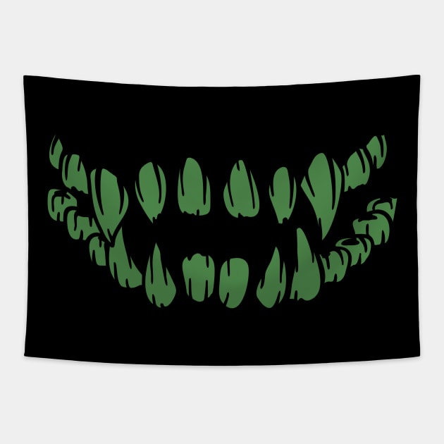 Grinning Monster Zombie, Skull Face Tapestry by Wanderer Bat