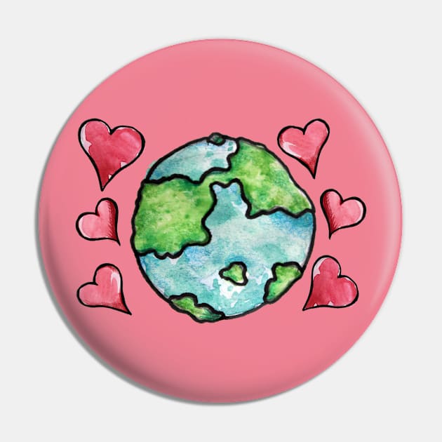 Earth Day Love hearts Pin by bubbsnugg