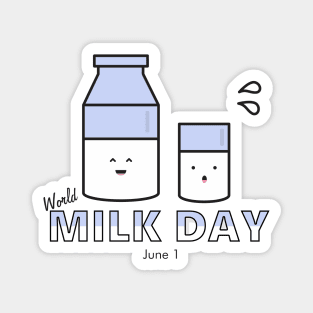 Milk Day, cute kawaii milk glass and bottle Magnet