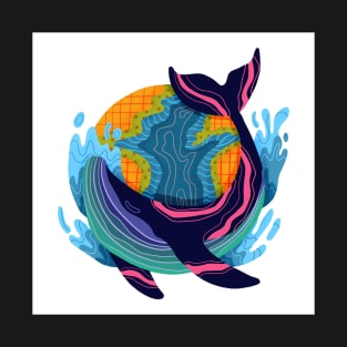 Colorful Whale Art T-Shirt