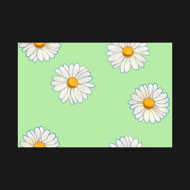 White Daisies on Pastel Green by FrostedSoSweet