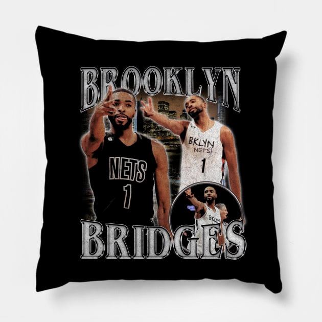 Mikal Bridges BROOKLYN BRIDGES Vintage Pillow by rattraptees