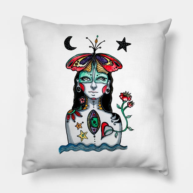 Serene at Night Pillow by rosana art