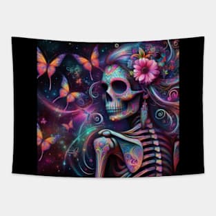 Psychedelic Skeleton Butterflies Tapestry