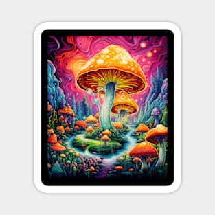 Psychedelic Mushroom Hippy Colorful Art Magnet