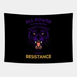 Black Panther Party All Power To The People Expect Resistance (Dark) Tapestry