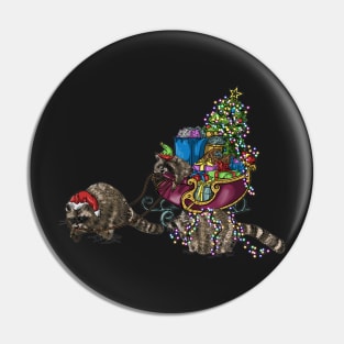 Festive Xmas Raccoons Pin