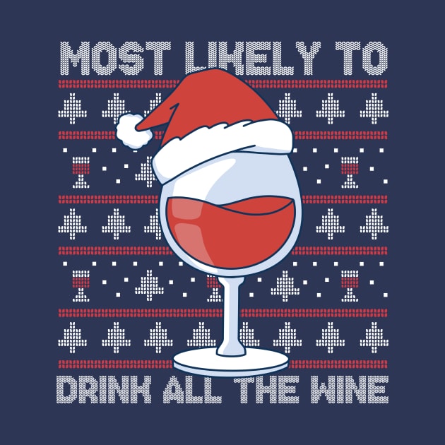 Most Likely to Drink All the Wine // Funny Ugly Christmas Sweater by SLAG_Creative