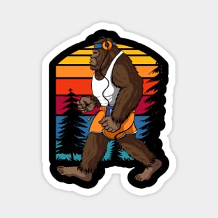 Retro Bigfoot in Forest Magnet