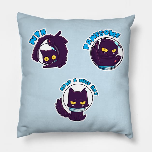 Space Cat Adventures Pillow by Susto