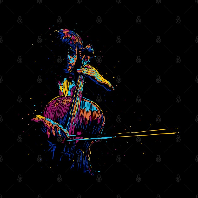 cello player abstract by Mako Design 