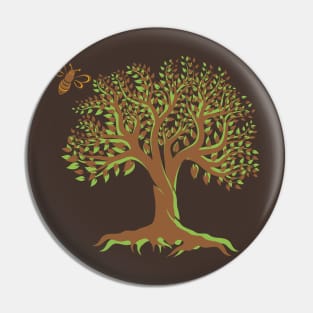 Tree of Life & Bee - Nature Lover Environmental Image Pin