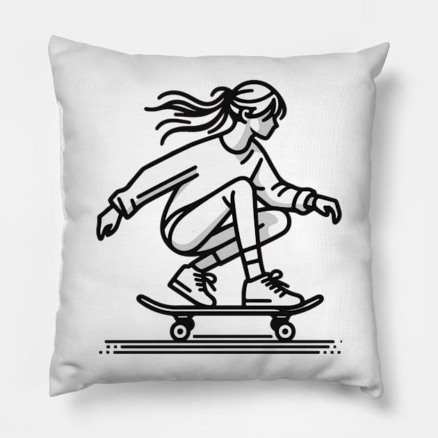 Skater Girl Pillow by Green Dreads