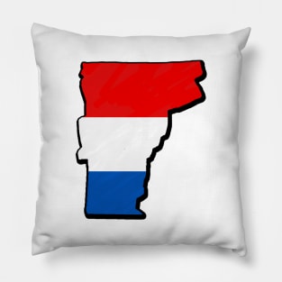 Red, White, and Blue Vermont Outline Pillow