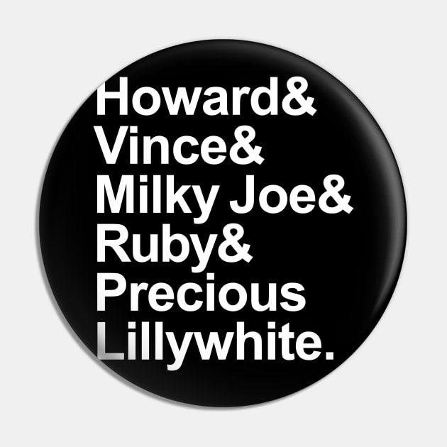 Mighty Boosh Milky Joe Names Shirt (White Text) Pin by TeeShawn