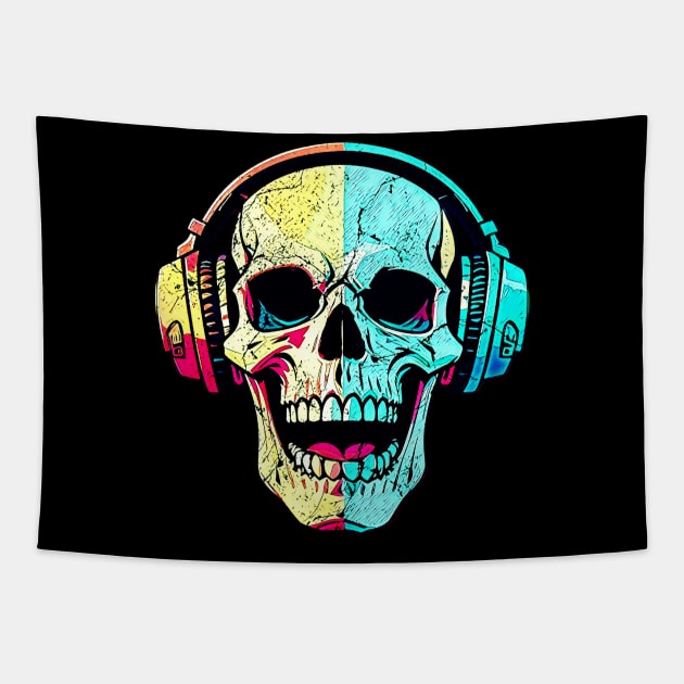 skull and headphones Tapestry by Love My..