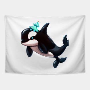 Cute Orca Drawing Tapestry