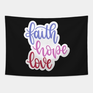 Faith Hope Love Purple Pink Red Script Tapestry