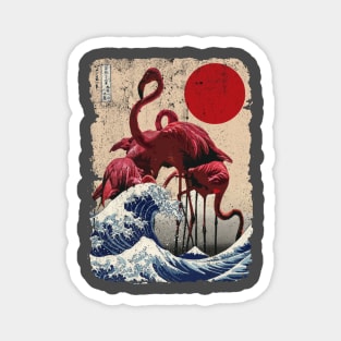 Giant Flamingos And The Wave (distressed) Magnet