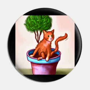 Cat Design- Tree, Plant and cat Pin