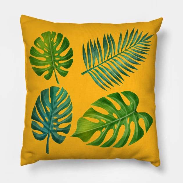 Tropical Leaves Pillow by Mako Design 