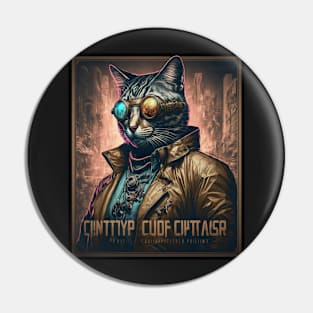 Cyber detective cat portrait wearing glasses Pin