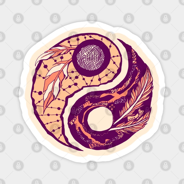 Peach Feathers Yin Yang Magnet by kenallouis