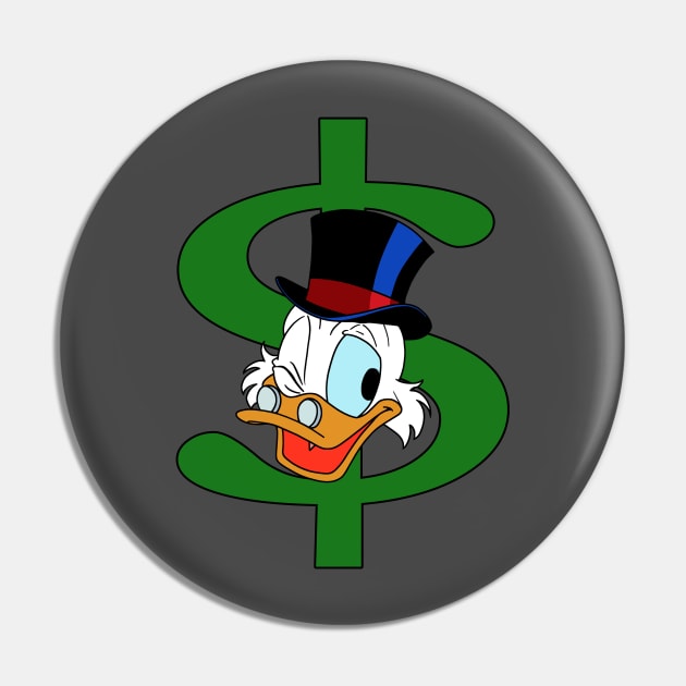 Scrooge McDuck - Dollar Sign Pin by BigOrangeShirtShop