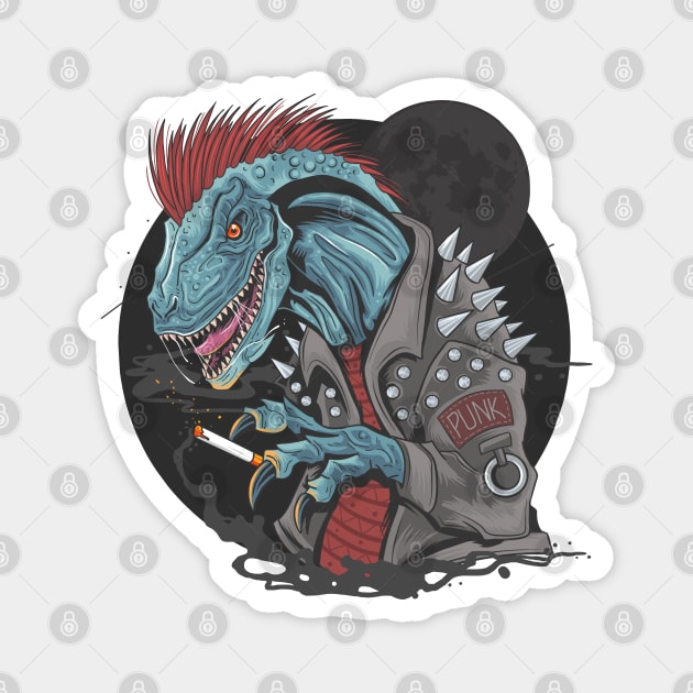 dinosaur punk raptor Magnet by Mako Design 