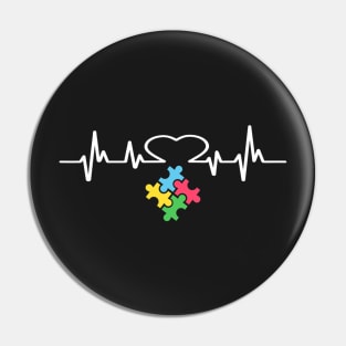 Autism Puzzle Heartbeat Autism Awareness Pin