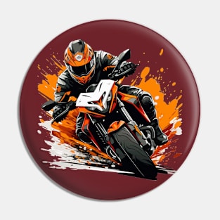 Biker Racing Illustration Pin