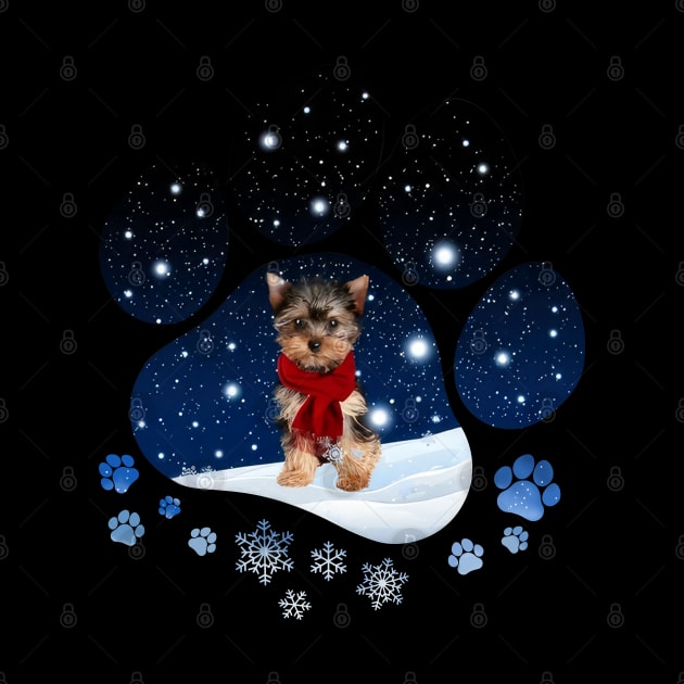 Snow Paw YorkShire Terrier Christmas Winter Holiday by TATTOO project