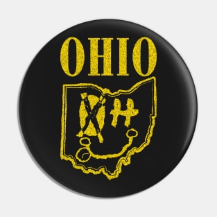 Ohio Grunge Smiling Face Black Background Pin