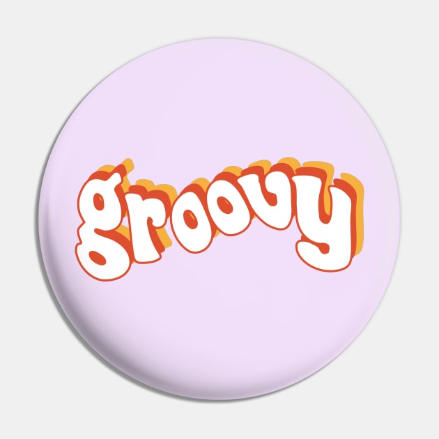 Groovy Retro Orange and Yellow Pin by socialdilemma