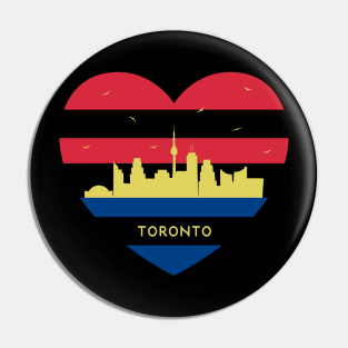 Canada Skyline cityscape Heart Shape Birds Flying Toronto Pin