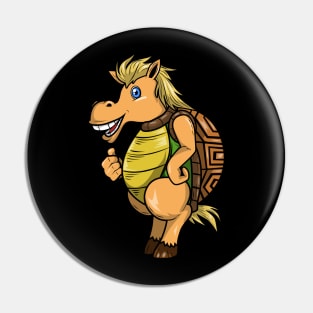 Funny horse as a turtle Pin