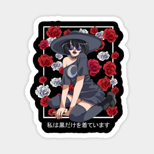 Goth Girl Witch Roses Halloween Sorcery Witchcraft Magnet