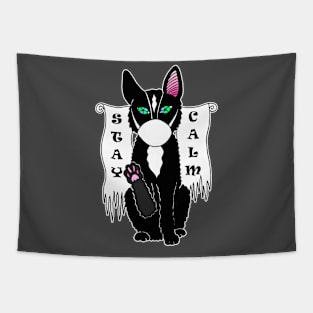 Black cat calm in mask Tapestry