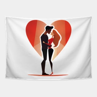 Valentine Romantic couple heart love birds Tapestry