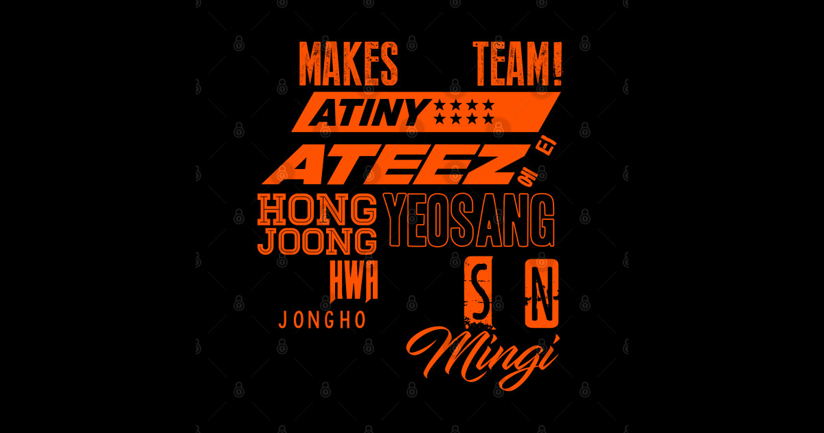 ATEEZ Font Collage Ateez Posters and Art Prints TeePublic