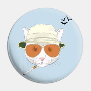 Fear and Loathing Cat - White Pin