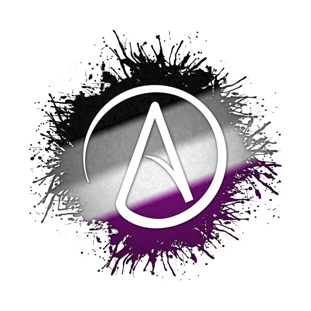 Paint Splatter Asexual Pride Atheist Symbol by LiveLoudGraphics