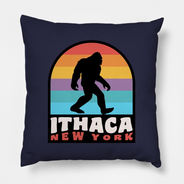 Ithaca New York Bigfoot Sasquatch Finger Lakes Pillow by PodDesignShop